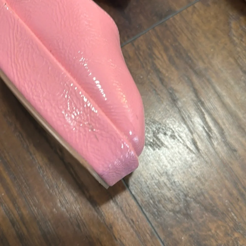 Mary Jane Khiara Shiny Textured Pink Platform Patent Leather Block Heeled Shoe